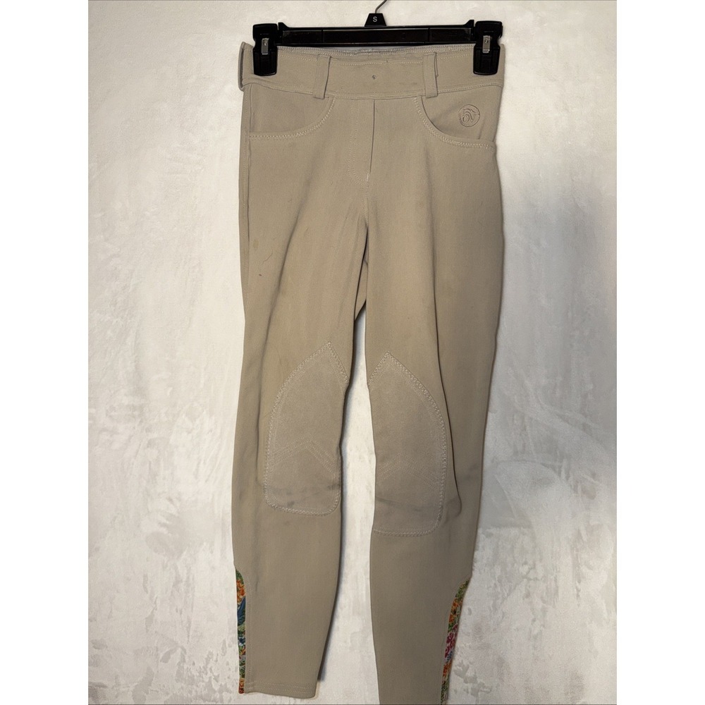 Endura Riding Pants Kids Size XL 14 Tan With Flower Details